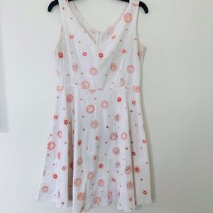 Lapis White A-Line Floral Patterned Dress; M